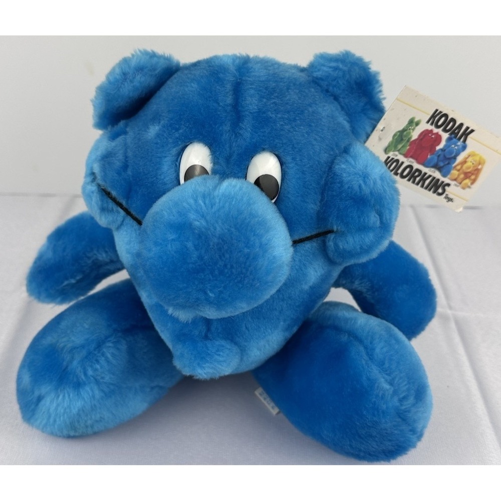 VTG 1989 Kodak Kolorkins CLICK Blue Plush Toy Camera‎ Mascot w Hang Tag Kodak